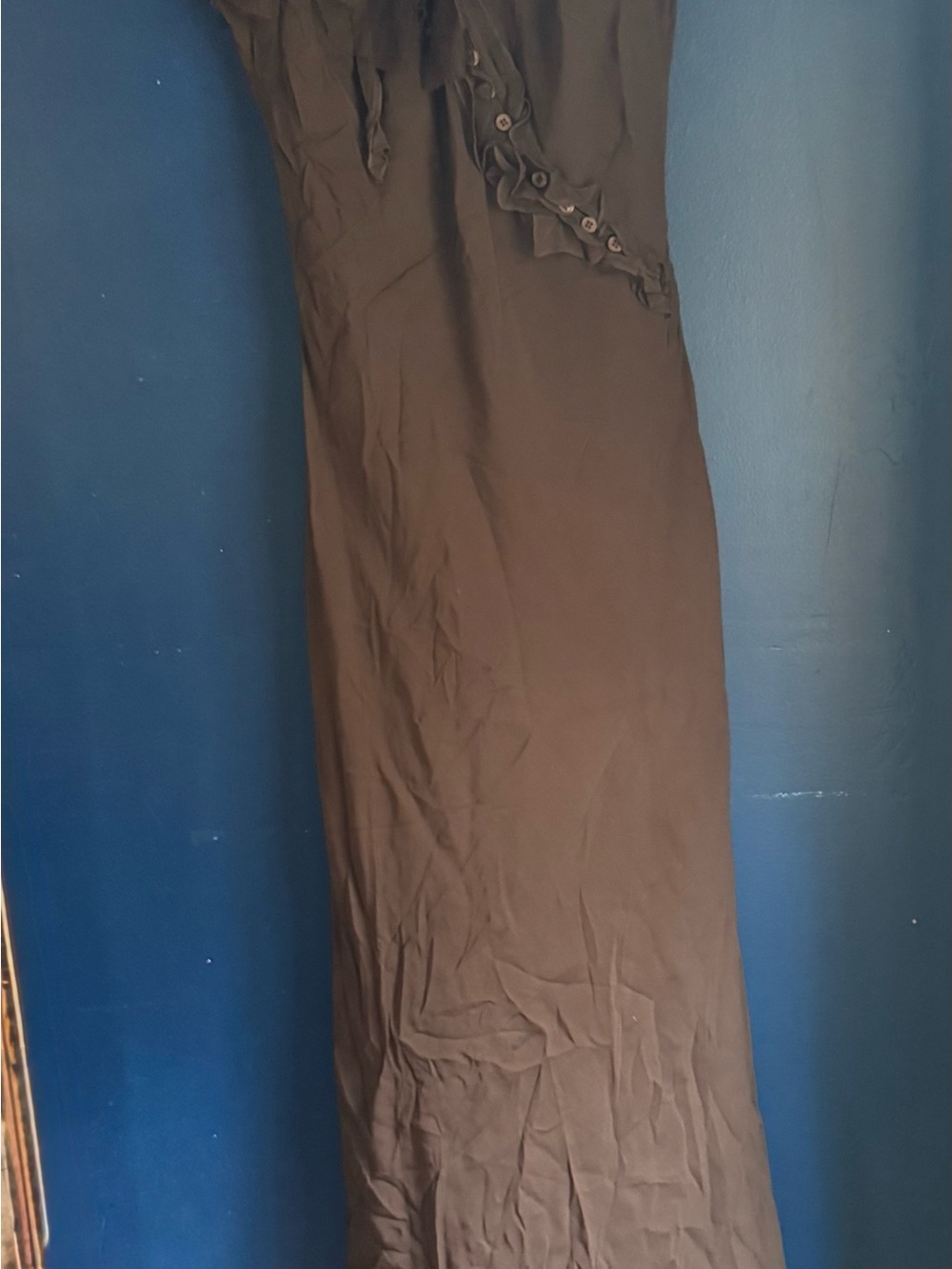 Newport News Black Maxi Skirt with Button Accent